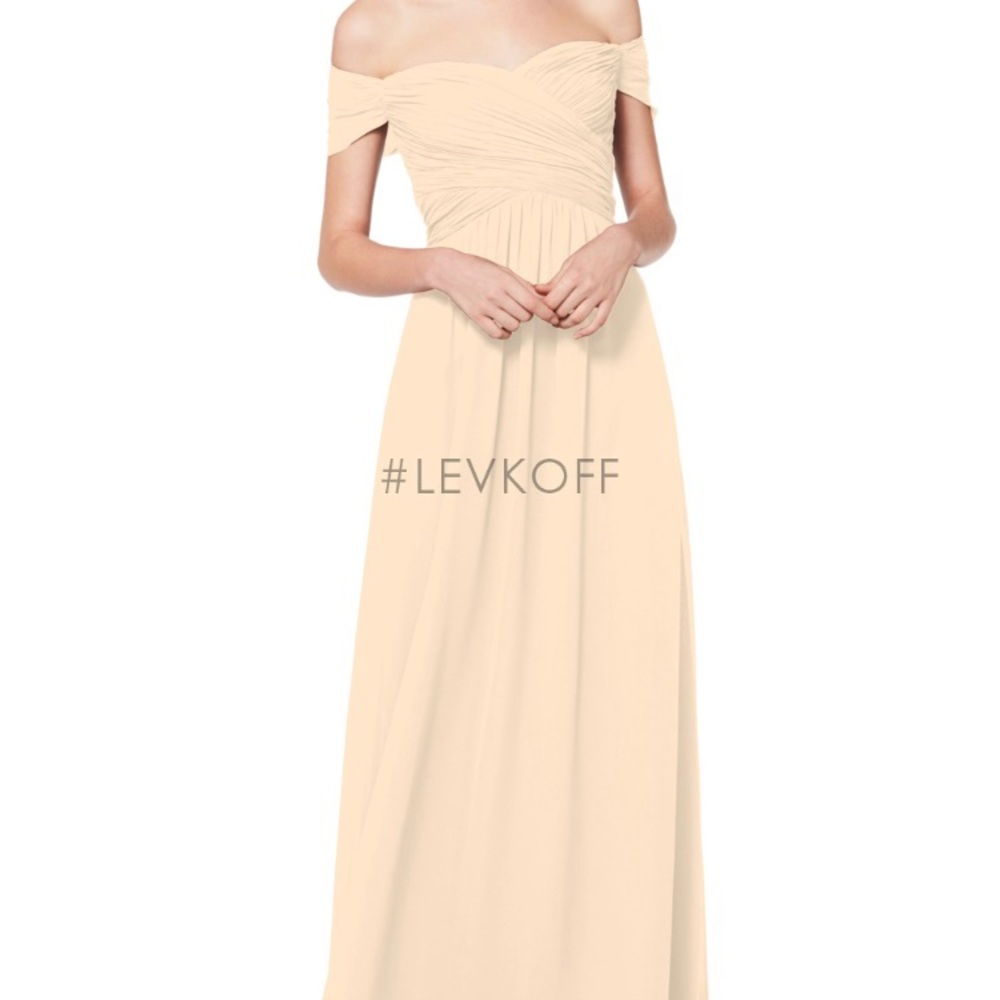 Bill Levkoff Off-Shoulder Maxi Dress in Blush Cream